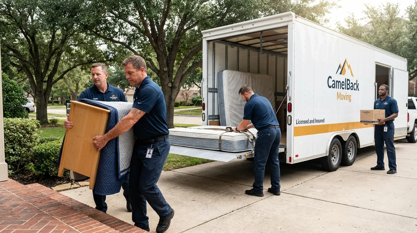 Crew loading residential truck for cross-state move from Barre, MA